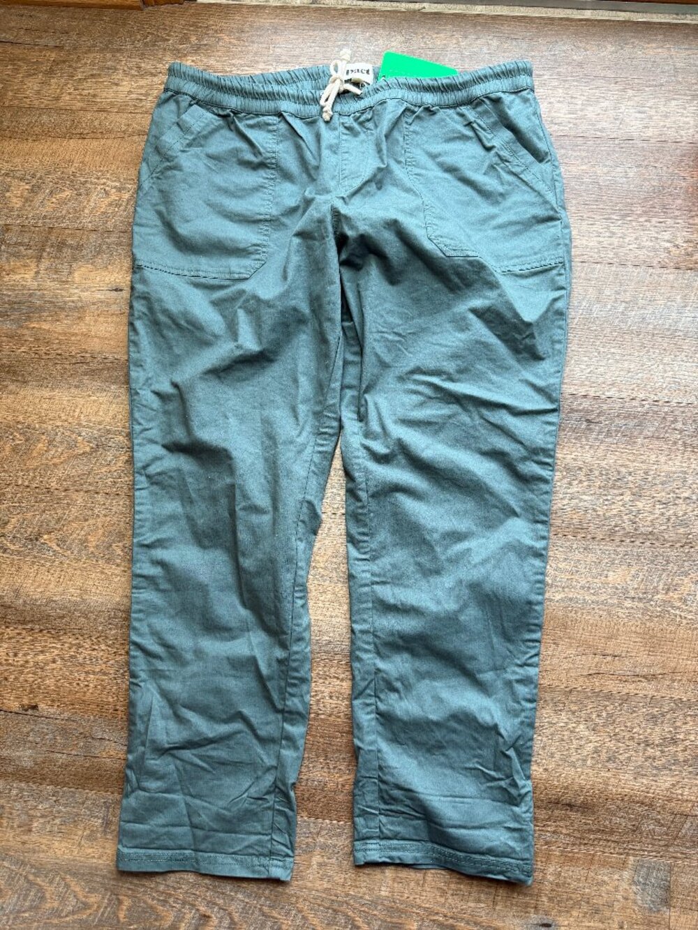 Pact Pants Men's XXL Woven Twill Drawstring Organic Cotton Pockets NWT Green